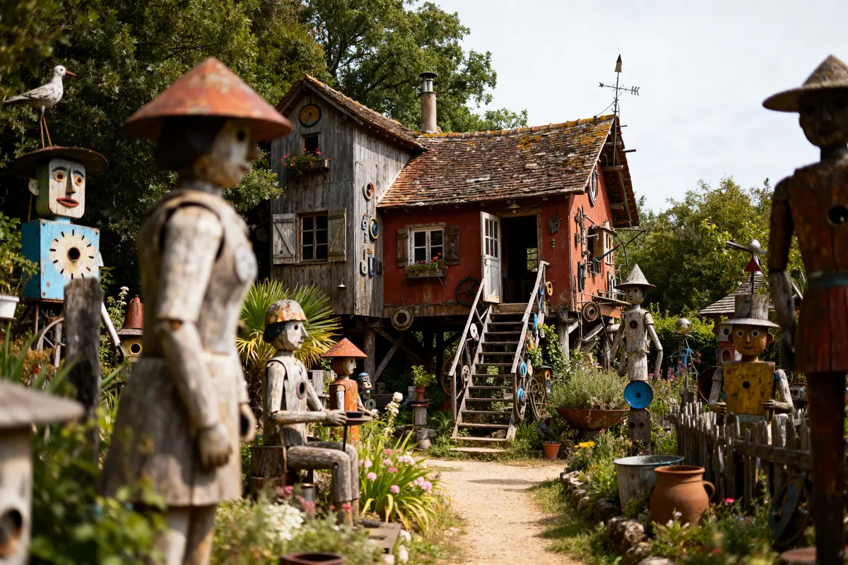 Maison artistique avec sculptures colorées dans le blog maison de Robert Tatin