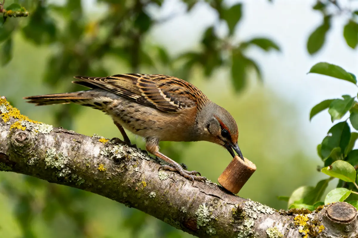 Pivert perché sur une branche dans le jardin signification symbolique intrigante