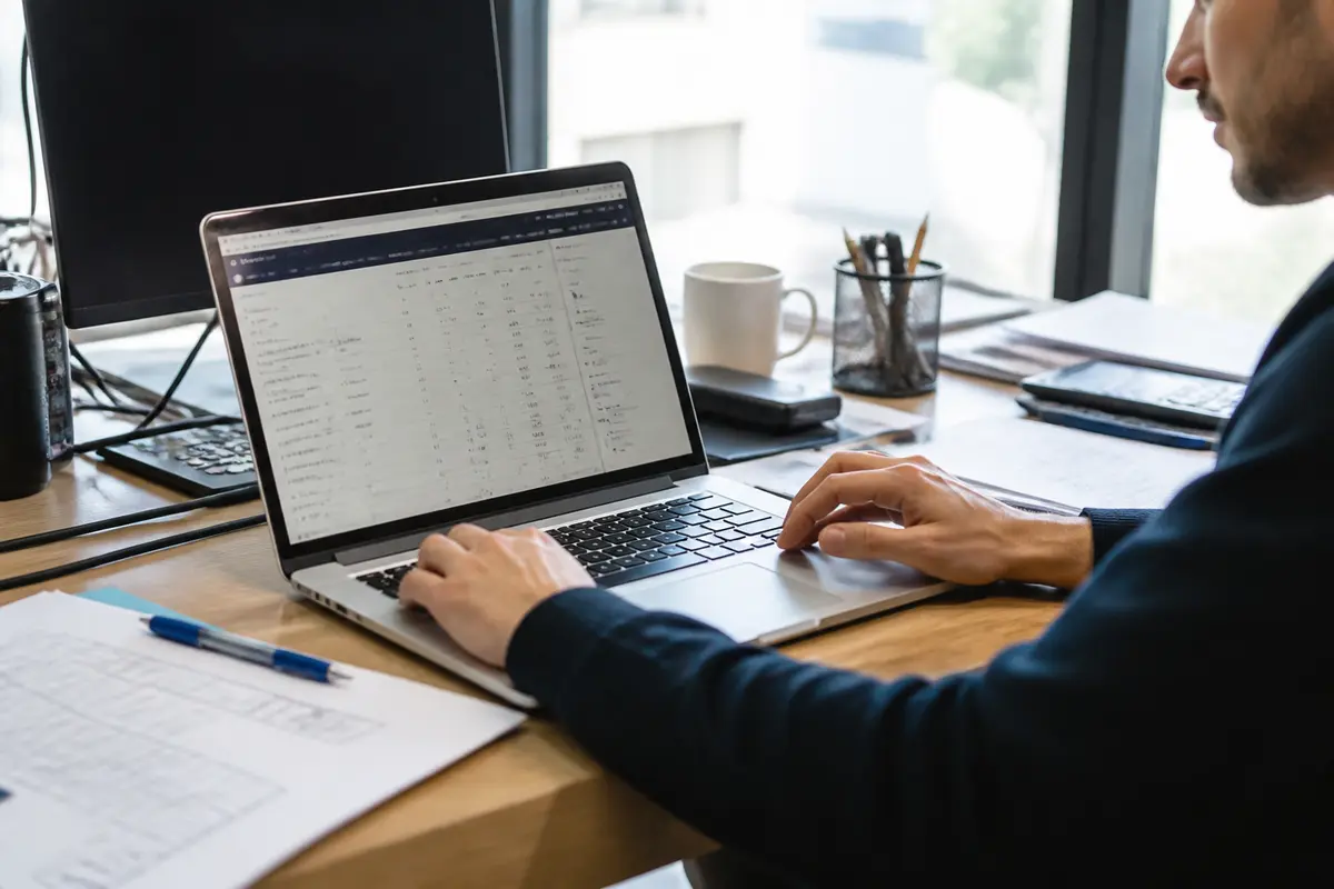 Personne travaillant sur ordinateur portable dans un bureau pour le blog business B2B Today